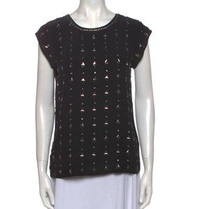 JOIE Swarovski Embellished Silk Scoop Neck Top - XS - Never Worn